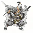 cossack holding sword tattoo design idea