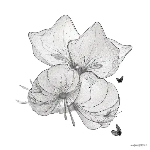 diphylleia grayi with a butterfly flying around it tattoo design idea