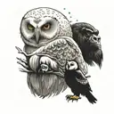 snowy owl, silverback gorilla, panda bear tattoo design idea