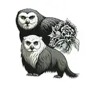 snowy owl, silverback gorilla, panda bear tattoo design idea