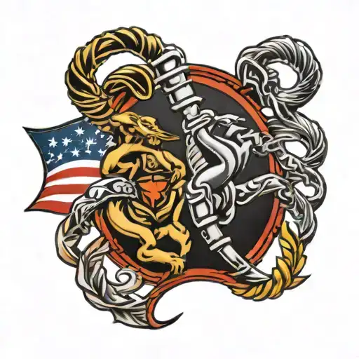 wrestling and marine corps emblem tattoo design idea