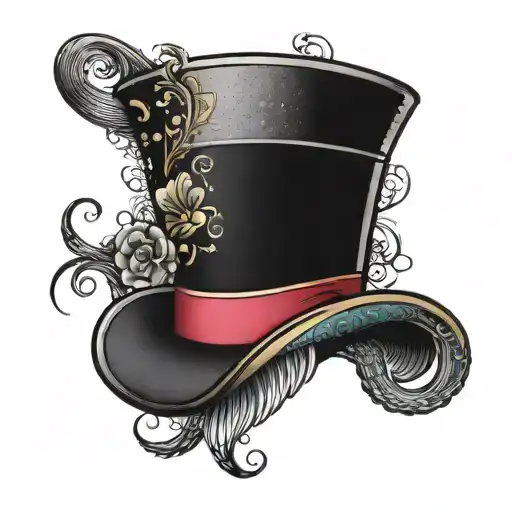 top hat with glitter tattoo design idea