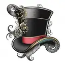 top hat with glitter tattoo design idea