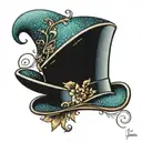 top hat with glitter tattoo design idea