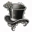 top hat with glitter tattoo design idea