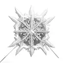 A collection of snowflakes forming the shape of a sword, surrounded by triangular mountain peaks tattoo design idea