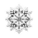 A collection of snowflakes forming the shape of a sword, surrounded by triangular mountain peaks tattoo design idea