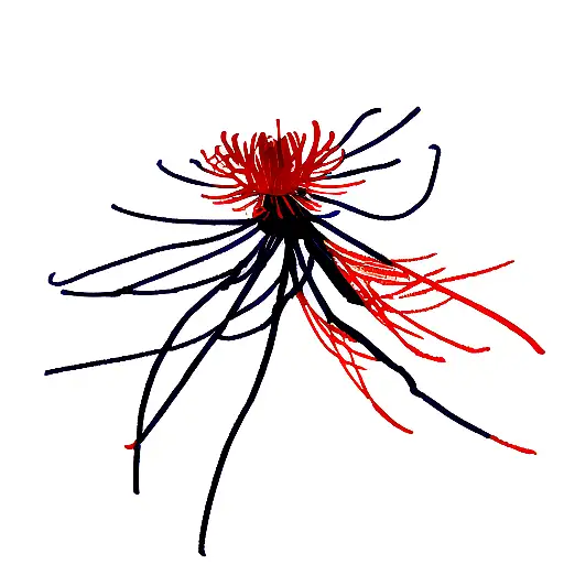 red spider lily + blue water lily + purple hycanith tattoo design idea