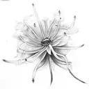 red spider lily with blue water lily tattoo design idea