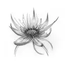 red spider lily with blue water lily tattoo design idea