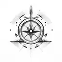 arrow with the malin symbol and compass  tattoo design idea