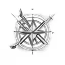 arrow with the malin symbol and compass  tattoo design idea