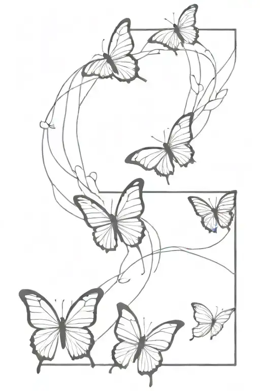 White butterflies wrap around the arm from the elbow to the shoulder and move in a spiral tattoo design idea