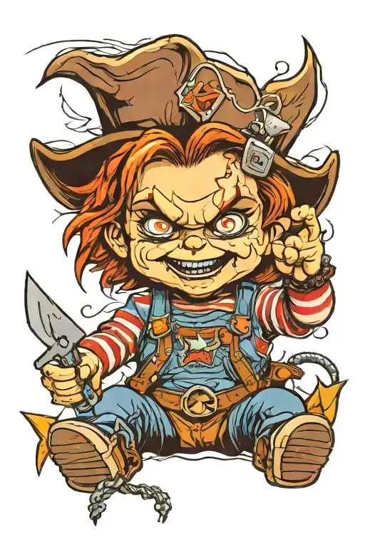 western style Chucky Doll   tattoo design idea