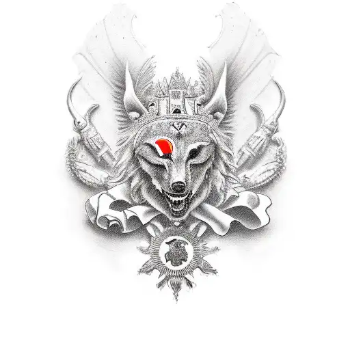 Daciana knight with Roumanien flag tattoo design idea