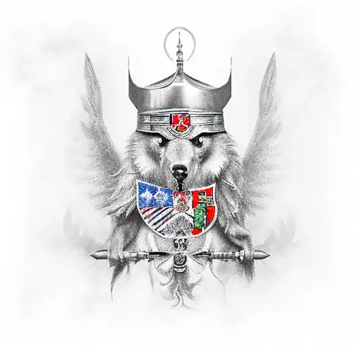 Dac knight with Roumanien flag tattoo design idea