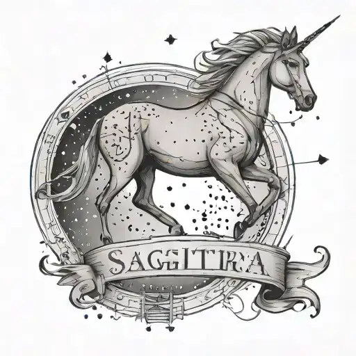 Sagittarius constellation with the name diana tattoo design idea