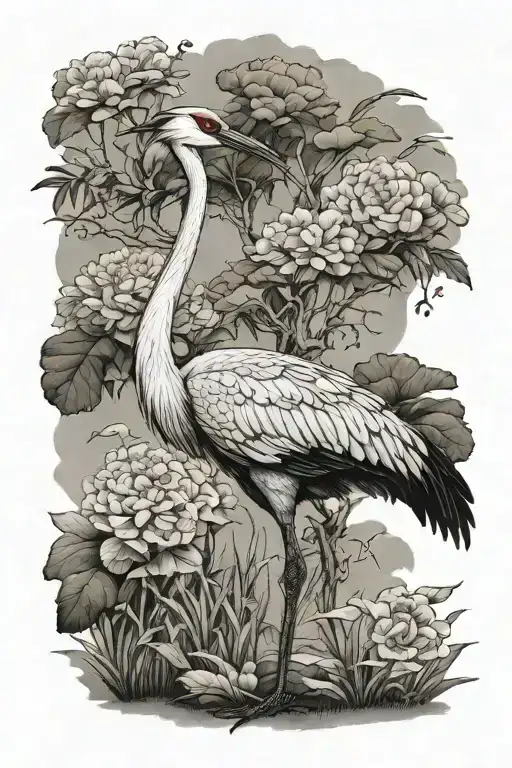 crane standing proudly tattoo design idea