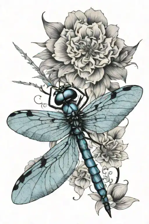 light blue dragonfly tattoo design idea
