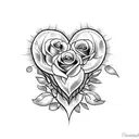 heart with roses tattoo design idea