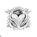 heart with roses tattoo design idea