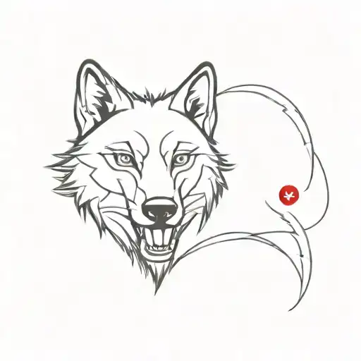 Turkish flag intertwined with a wolf silhouette tattoo design idea
