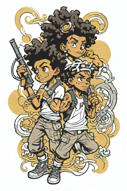 riley and huey freeman from the boondocks tattoo design idea