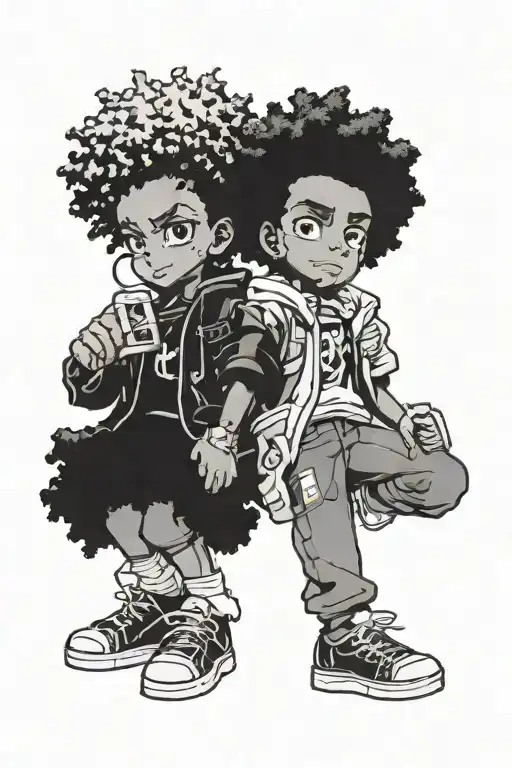 riley and huey freeman from the boondocks tattoo design idea