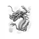 Three-headed dragon with sausage tattoo design idea