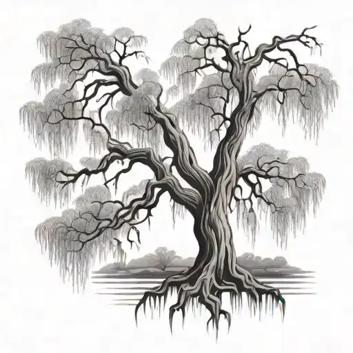 weeping willow tree tattoo design idea