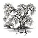 weeping willow tree tattoo design idea