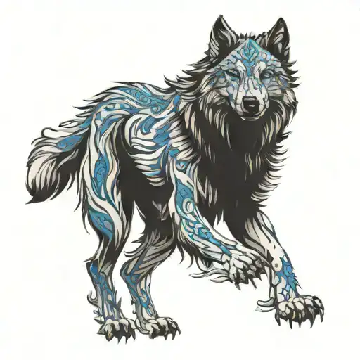 A dire wolf, with blue eyes. tattoo design idea