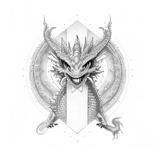 a blue calm intelligent dragon small size tattoo  tattoo design idea