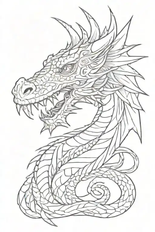 Dragon cute long tattoo design idea