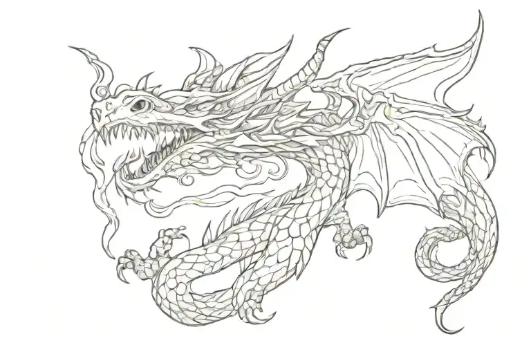 Dragon cute long big tattoo design idea