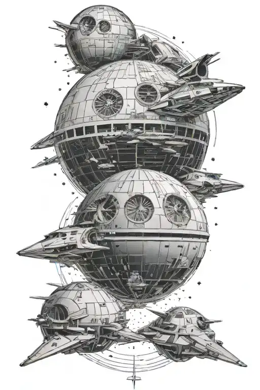 star wars darth vader spaceships death star  tattoo design idea