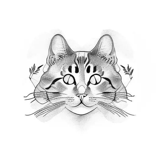cat reaching for butterfly tattoo design idea