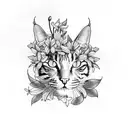 cat reaching for butterfly surrounded by tiger lilies  tattoo design idea