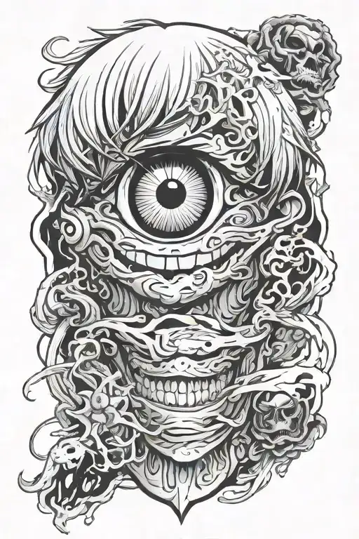 Ken Kaneki Eyes (representing duality of being ghoul and human) tattoo design idea