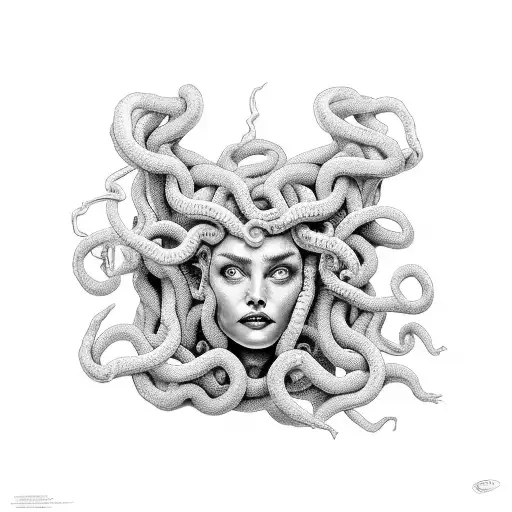 Medusa with the words "I am the monster you created"  tattoo design idea