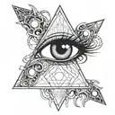 three eyes in a triangle pattern outlined with black tentacles tattoo design idea