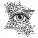 three eyes in a triangle pattern outlined with black tentacles tattoo design idea