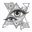 three eyes in a triangle pattern outlined with black tentacles tattoo design idea