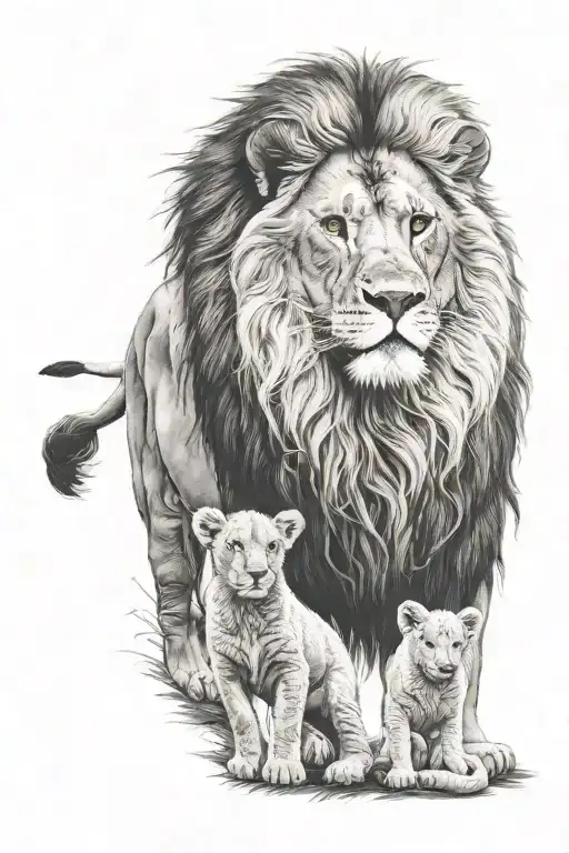 lion and lamb standing tattoo design idea