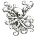 sleeve men octopus and mermaid tattoo design idea