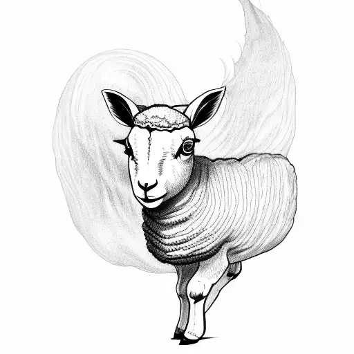 lamb side view tattoo design idea