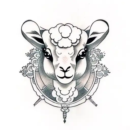 lamb, side view tattoo design idea