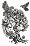 tree of life and phoenix rising tattoo design idea