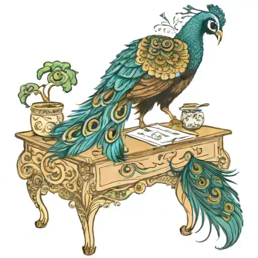 HEnna desk with peacock tattoo design idea