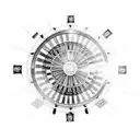 A roulette wheel surrounded by dollar bills tattoo design idea